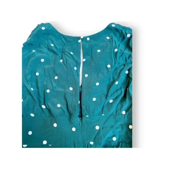 TopShop Polka Dot Rusched Mini Dress | Sz 10, Green & White | NWT $75 - Picture 11 of 12